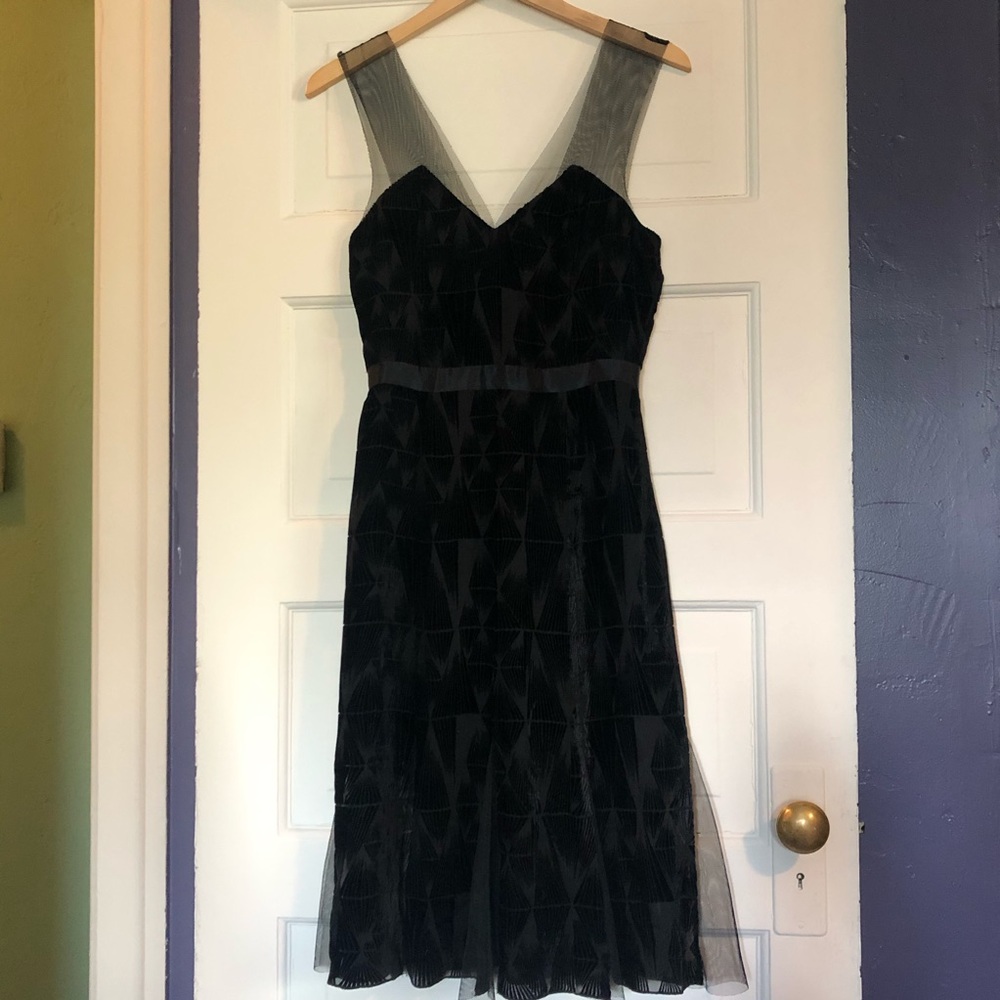 TRACY REESE Black Velvet Knee-Length Dress, Size 2
